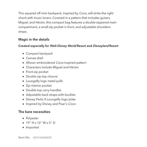 Coco Loungefly Canvas Backpack - Picture 3 of 7